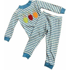 Bailey Boys Christmas Lights Ornaments Striped Holiday PJ Set 12 months